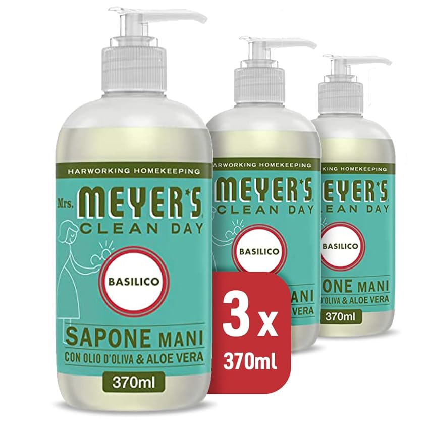 Immagine del prodotto MRS MEYER'S CLEAN DAY Sapone Liquido Mani, 3 x 370 ml, Fragranza Basilico con Oli essenziali