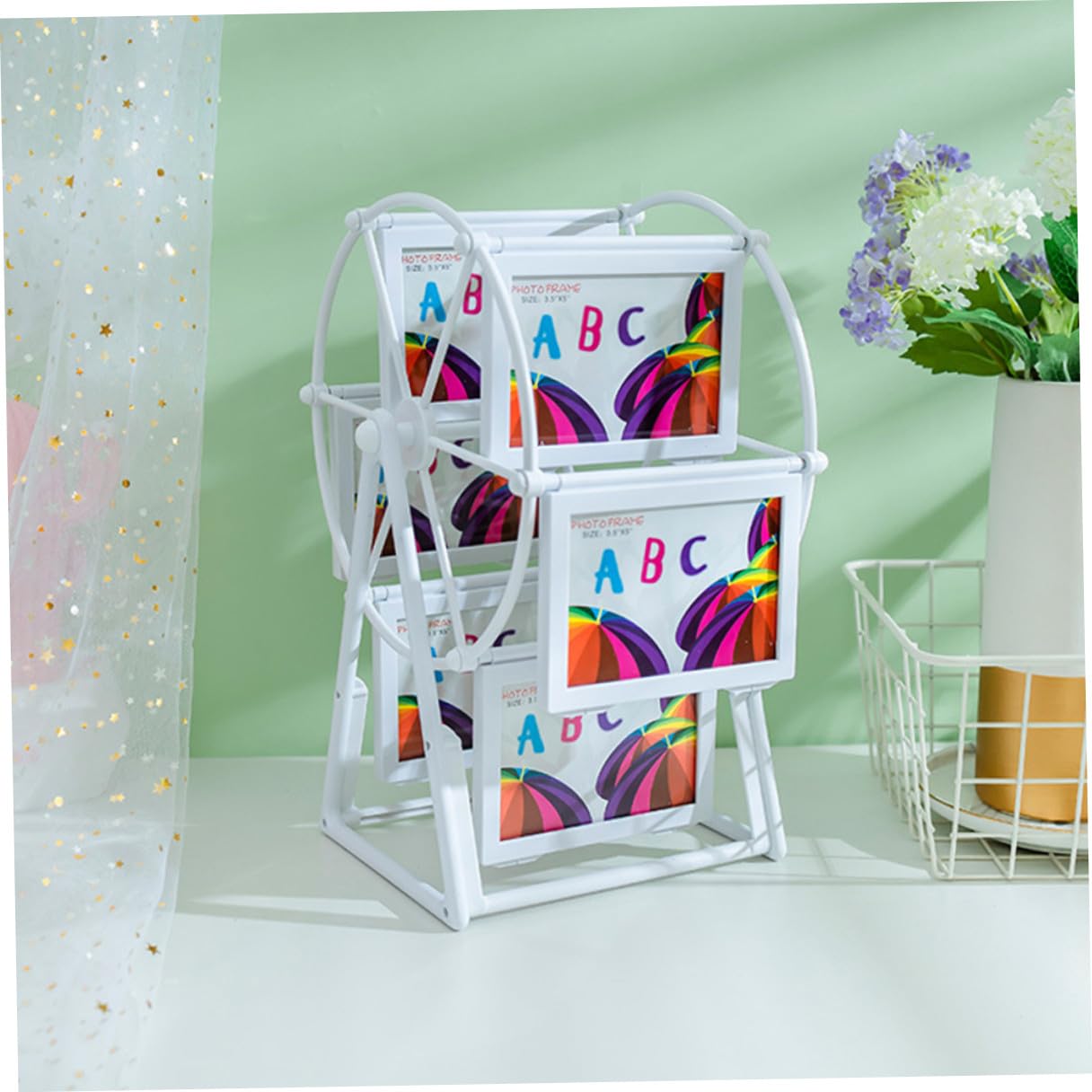 Modischer Drehbarer Bilderrahmen Windmühlenform aus Glas 5 Zoll Tischdeko für Hochzeit Familie Geburtstag