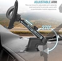 Vista 4 de Soporte de teléfono para parabrisas de automóvil, tablero de instrumentos con brazo extensible (paquete de 2), soporte universal para teléfono