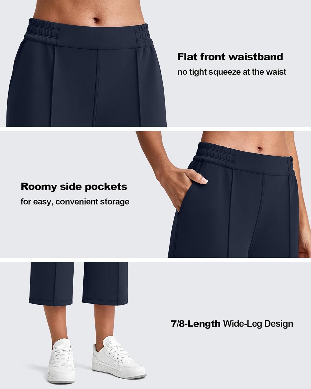 G4Free Smoofit Capri Pants for Women Wide Leg Yoga Pants High Waist Summer Travel Casual Pants with Pockets