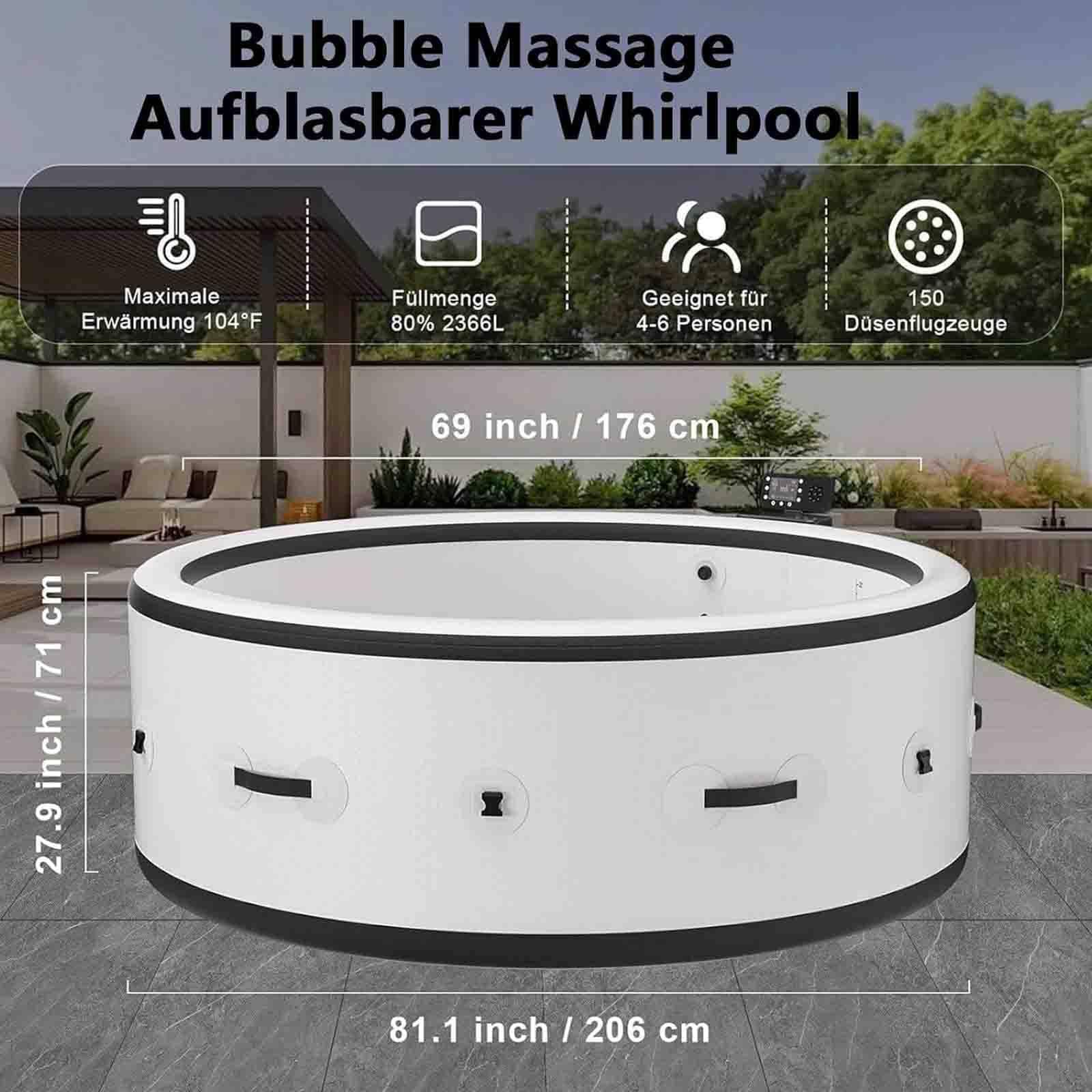 PixCy Spa Gonflable Extérieur Bain À Remous Gonflable 40°C/104°F 81x28in