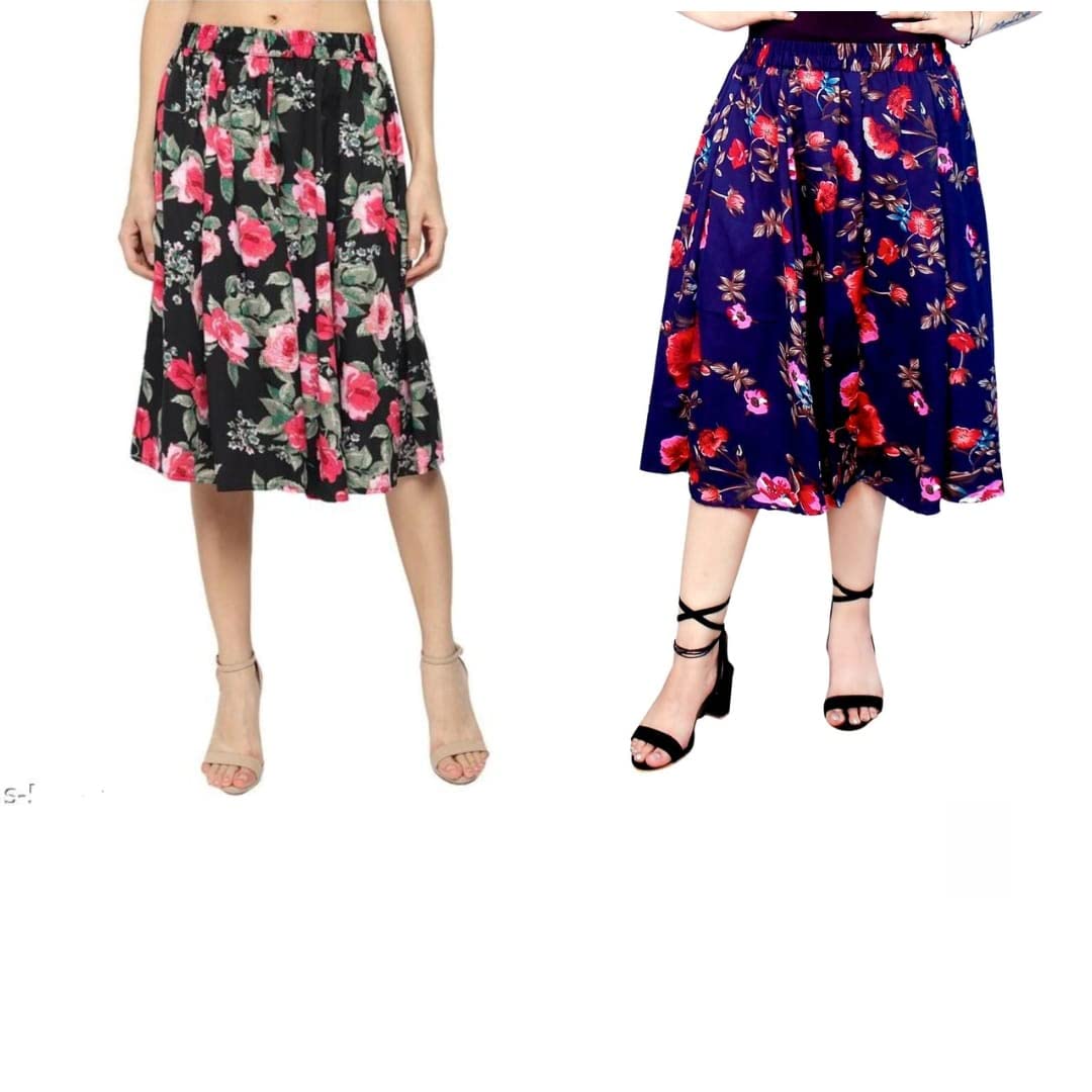MAIYYA Collection Floral Print Mid Calf Length Women Panel Polyester Skirt COPY-IBPNL-COMBO-2041-H-image-41