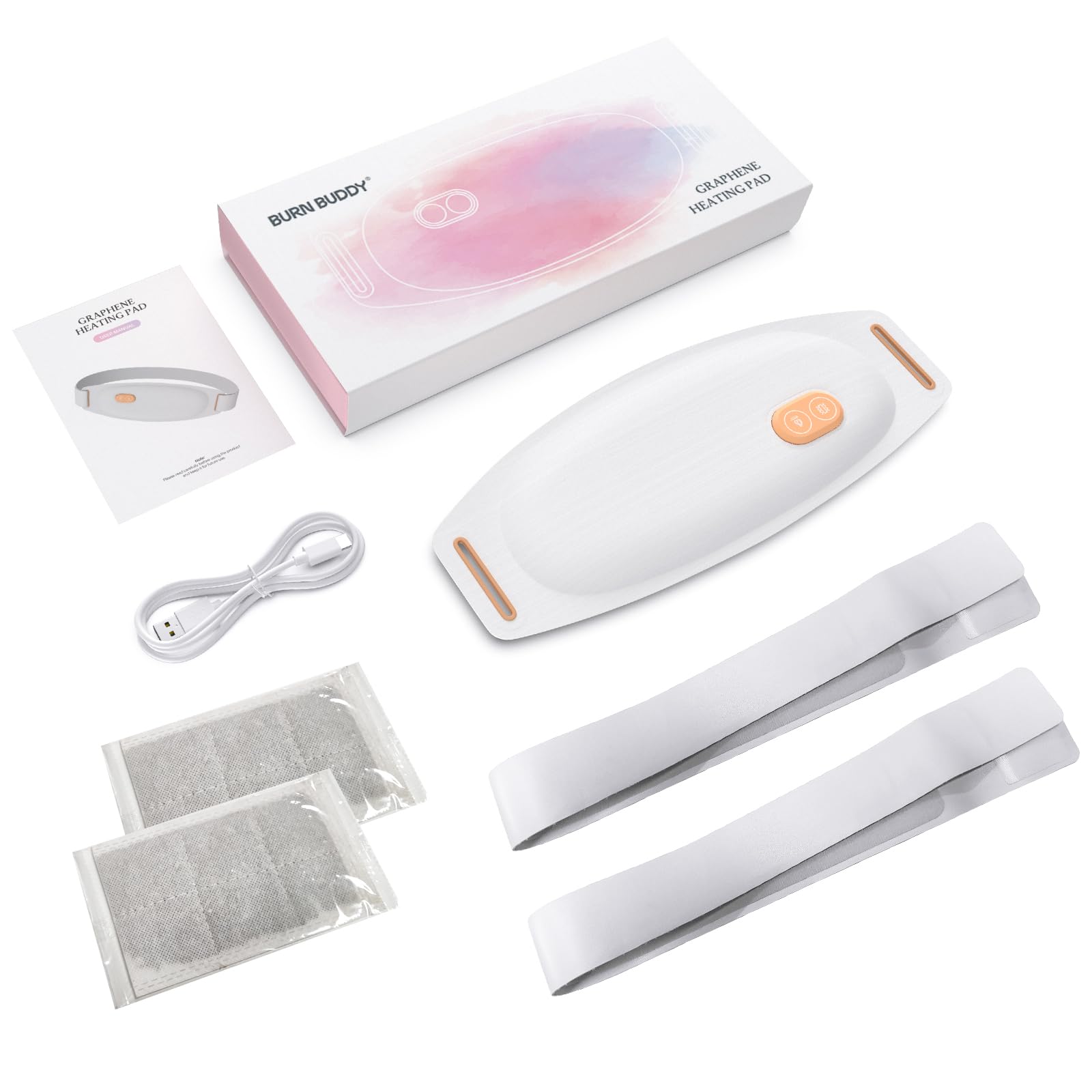 Wärmegürtel Periode, Elektrischer Heizgürtel mit 5 Heizstufen & 7 Massage-Modi Tragbares USB Heizkissen Menstruations Wärmegürtel für Periodenkrämpfe und Linderung von Kr