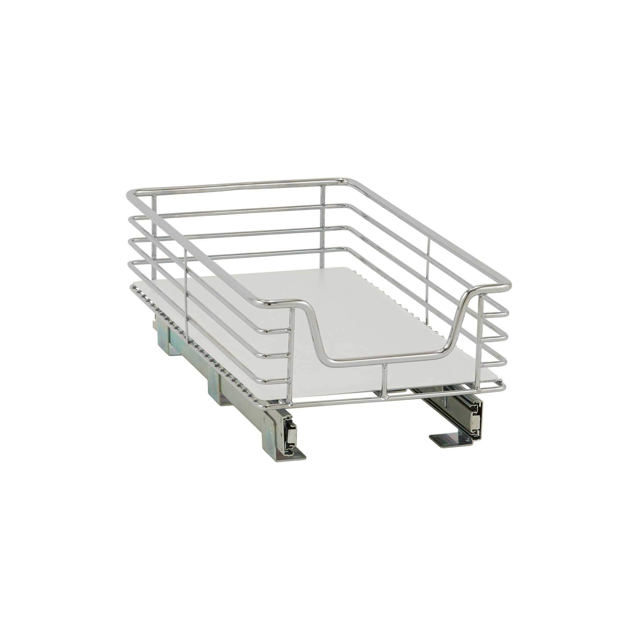 Household EssentialsGlidez Chrome-Plated Steel Pull-Out/Slide-Out Storage Organizer with Plastic Liner for Under Cabinet Use - 1-Tier Design - Fits Standard Size Cabinet or Shelf, Chrome