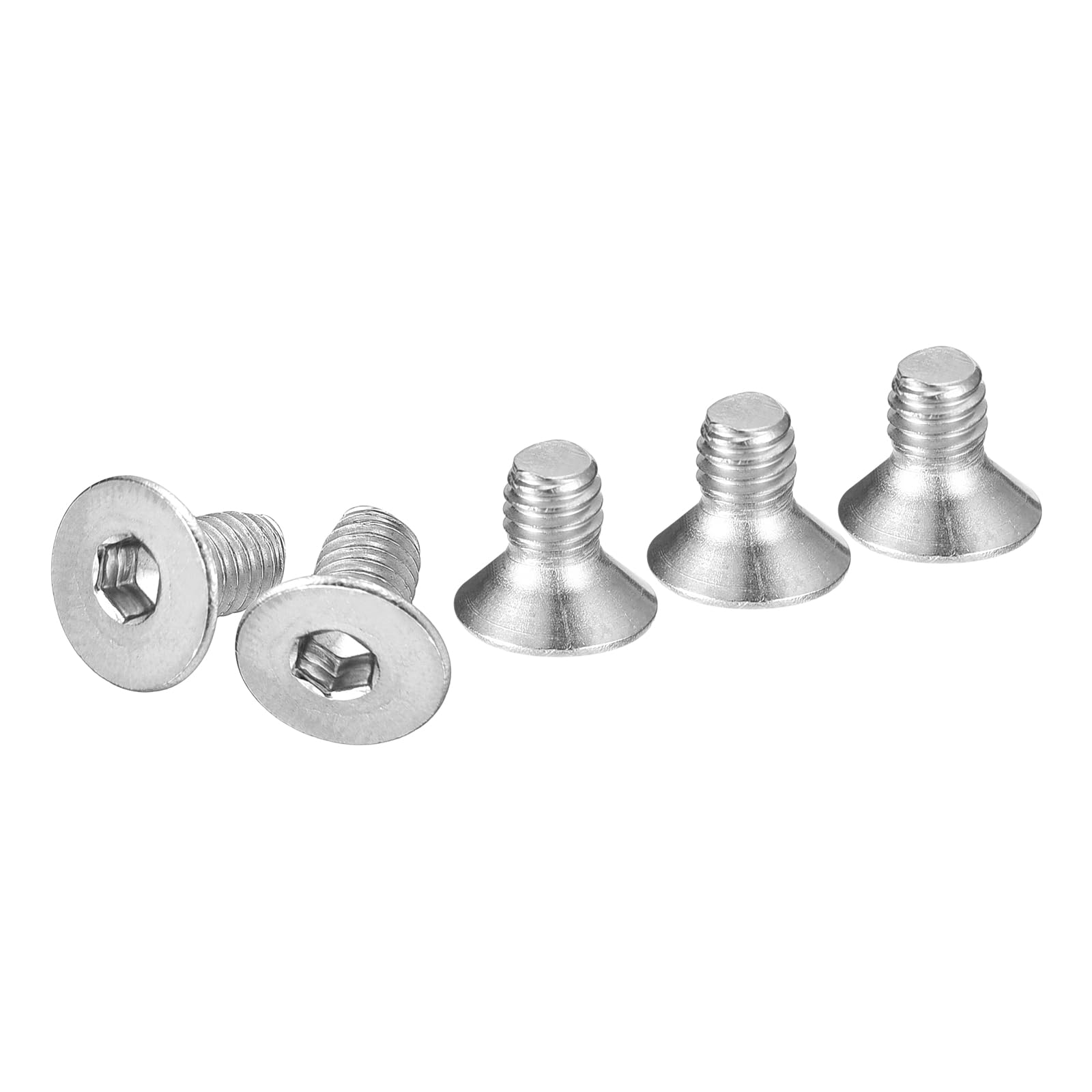 DTGN M4-0.7 x 6mm Flat Head Socket Cap Screws, 80 Pack 304 Stainless Steel Hex Socket Flat Head Screws, Full Thread, Countersunk Bolts
