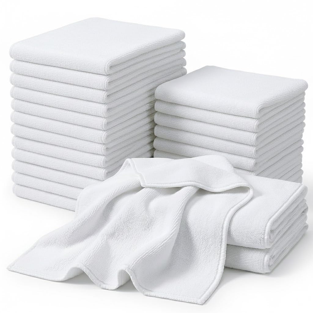 CARTMAN 14 x 14 Inch 30 Pack 280GSM Microfiber Cleaning Cloths Non-Abrasive Reusable and Washable All Purpose Cleaning