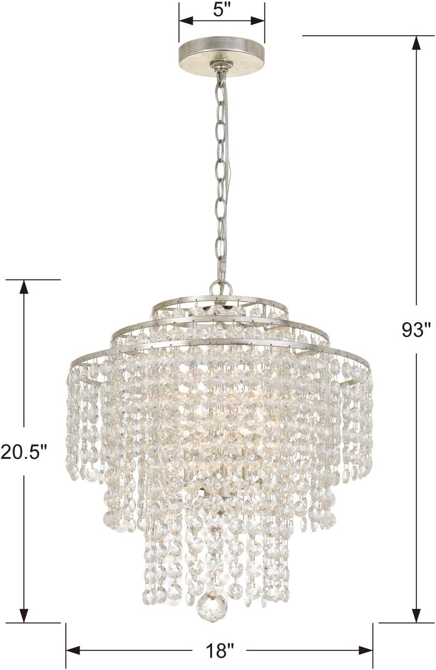 Crystorama Arielle 4 Light Antique Silver Chandelier