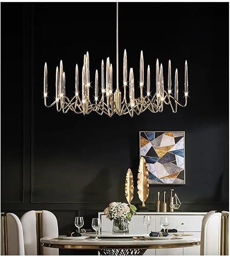 Akbik Lámpara de araña de cristal, luz dorada vintage de lujo, iluminación de techo para comedor, sala de estar, dormitorio, pasillo, aplique de