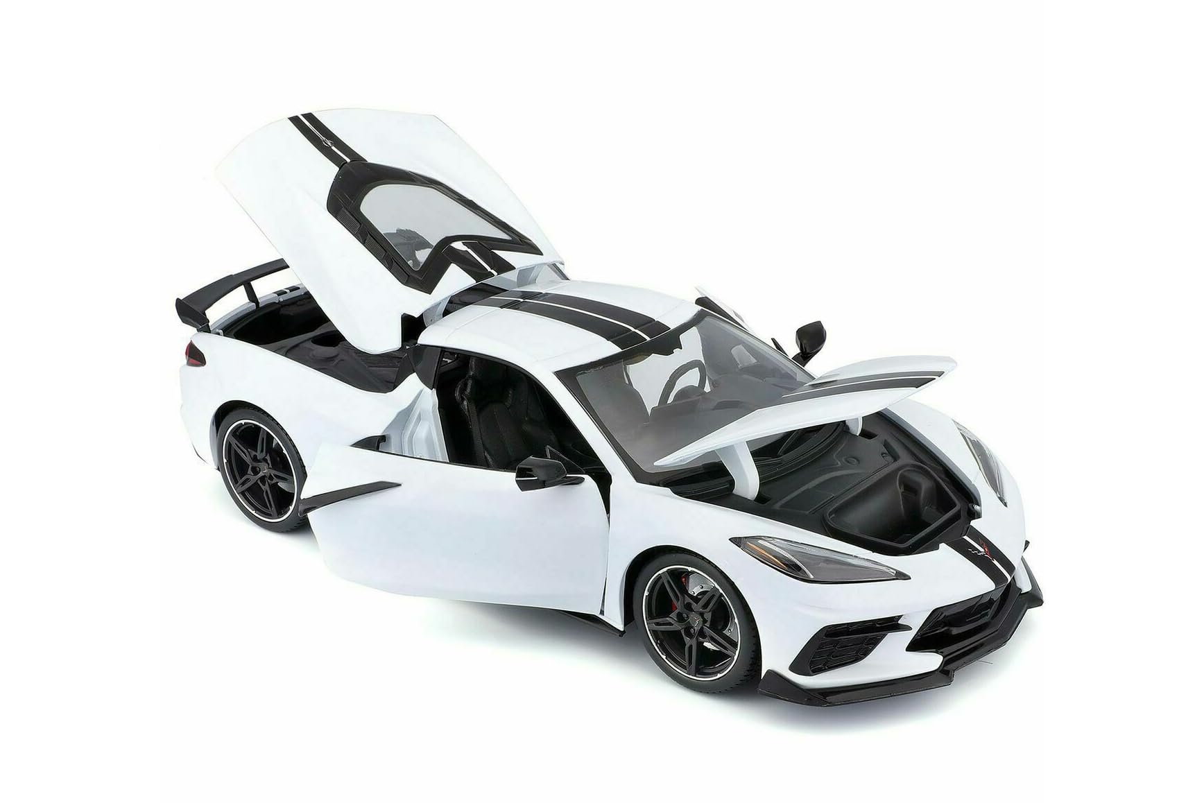 2020 Corvette Stingray C8 Coupe w/High Wing, White - 31455WT - 1/18 Scale Diecast Model Car