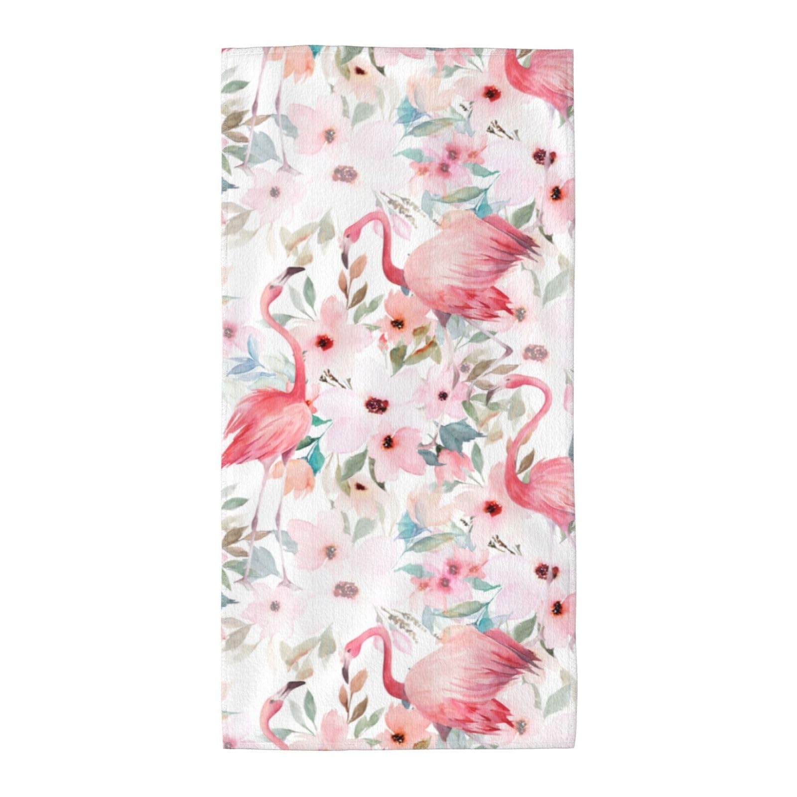 Cbaaghh Floral With Flamingo Print Towel, Towels Thick Face Towels Fast Drying Washcloth For Bath, Spa, Gym