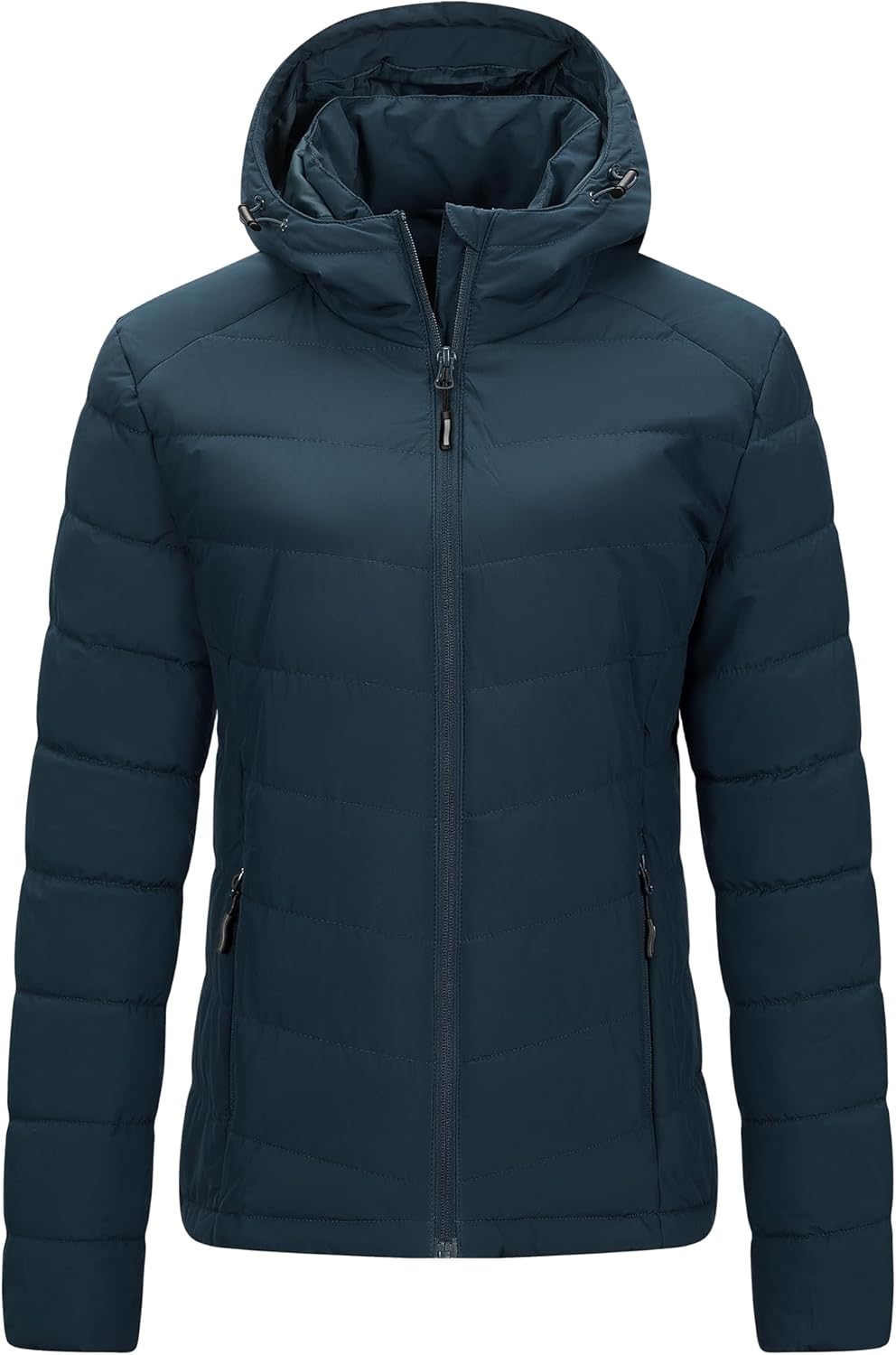 Outdoor Ventures Women's Hooded Puffer Jacket Waterproof Lightweight Full-Zip Warm Quilted Winter Coat