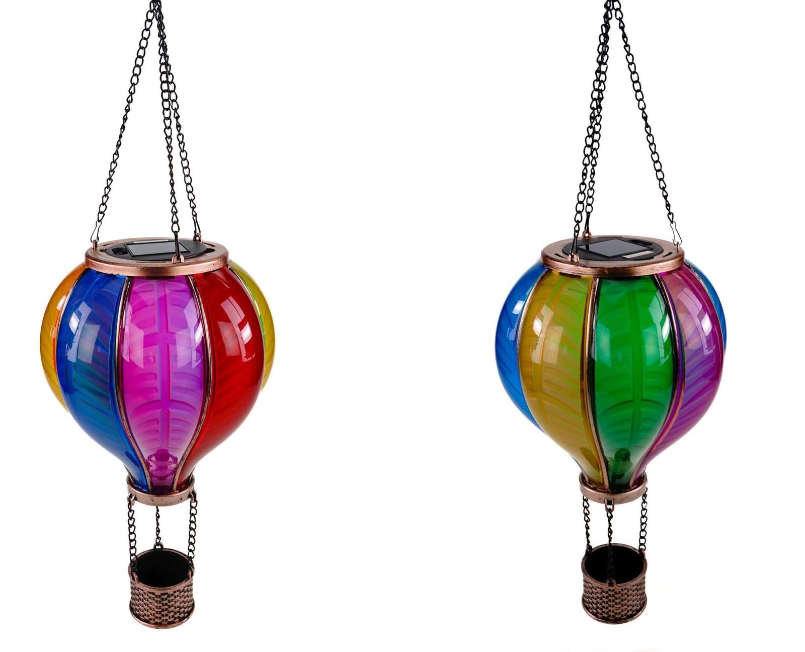 formano Zestaw 2 szt. zawieszek na balon solarny z efektem płomienia 20 x 36 cm akryl metal kolorowy I dekoracja ogrodowa lampa solarna przezroczyste oświetlenie ogrodowe dekoracja zewnętrzna figurka