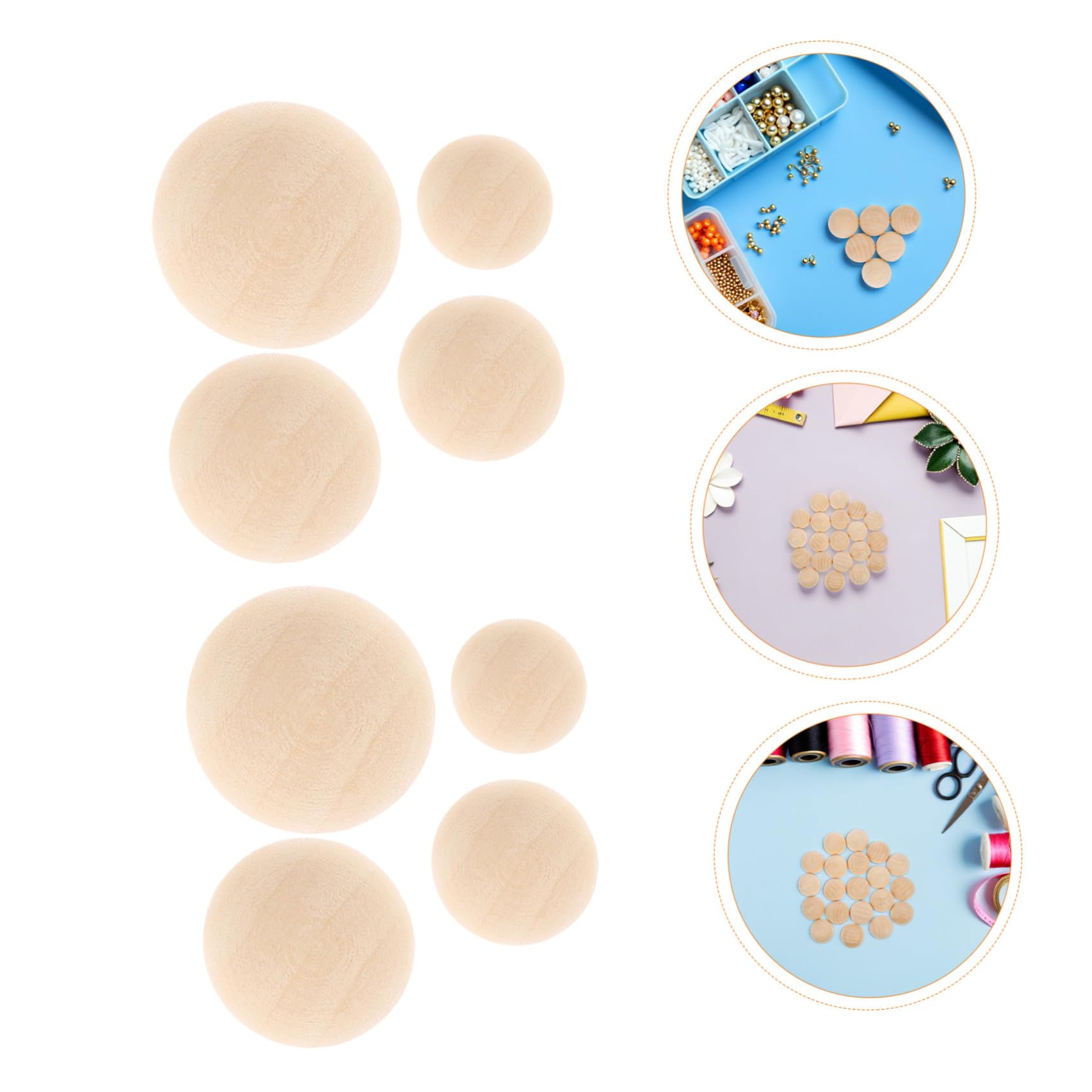 200 Pièces Lot de Demi-boules Bois Brut pour Loisirs Créatifs Perles Demi-sphères Solides pour Décoration Maison Fête et Projets DIY Groupe