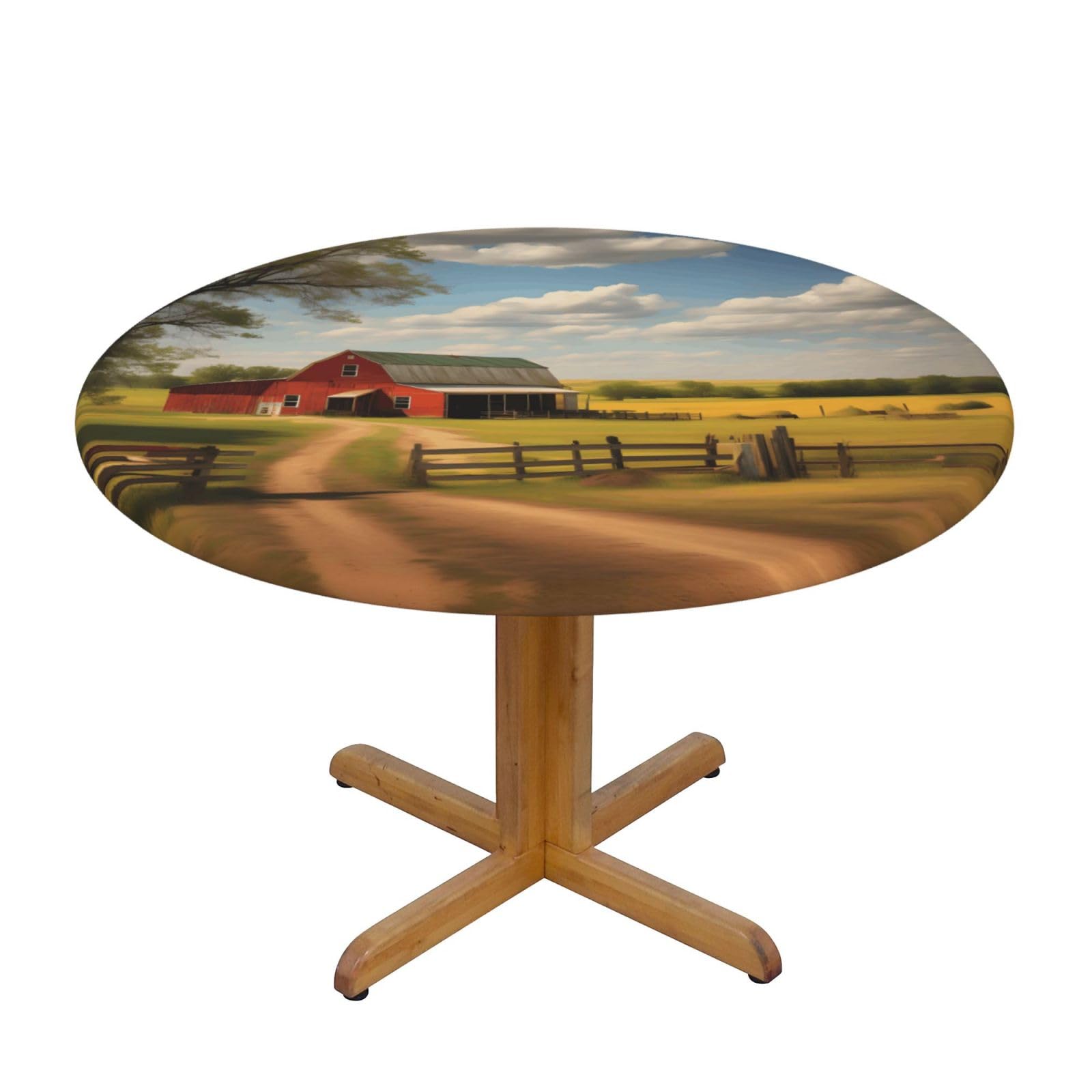 ZQYTGFDC Ranch View S Decorative Round Tablecloth Waterproof Anti Stain Oil Proof Size for 40 50 inch
