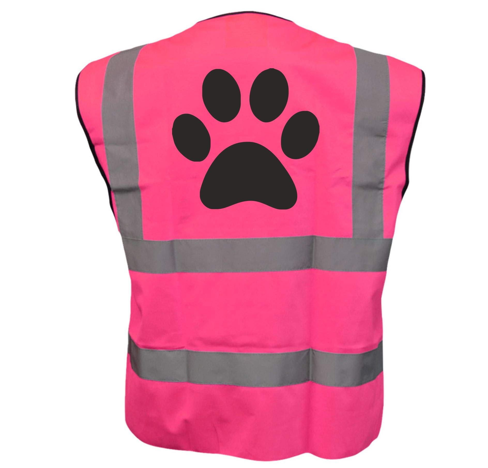 Dog Paw Pink Hi Vis Viz Safety Vest Waistcoat For Humans, Reflective High Visibility Work Wear, Dog Walker, Large