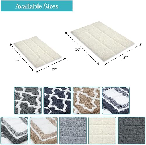 Miniatura 2 de Juego de 2 alfombras de baño, suaves y absorbentes, alfombra de felpa antideslizante para baño y bañera, alfombras de baño peludas, juego de tapetes
