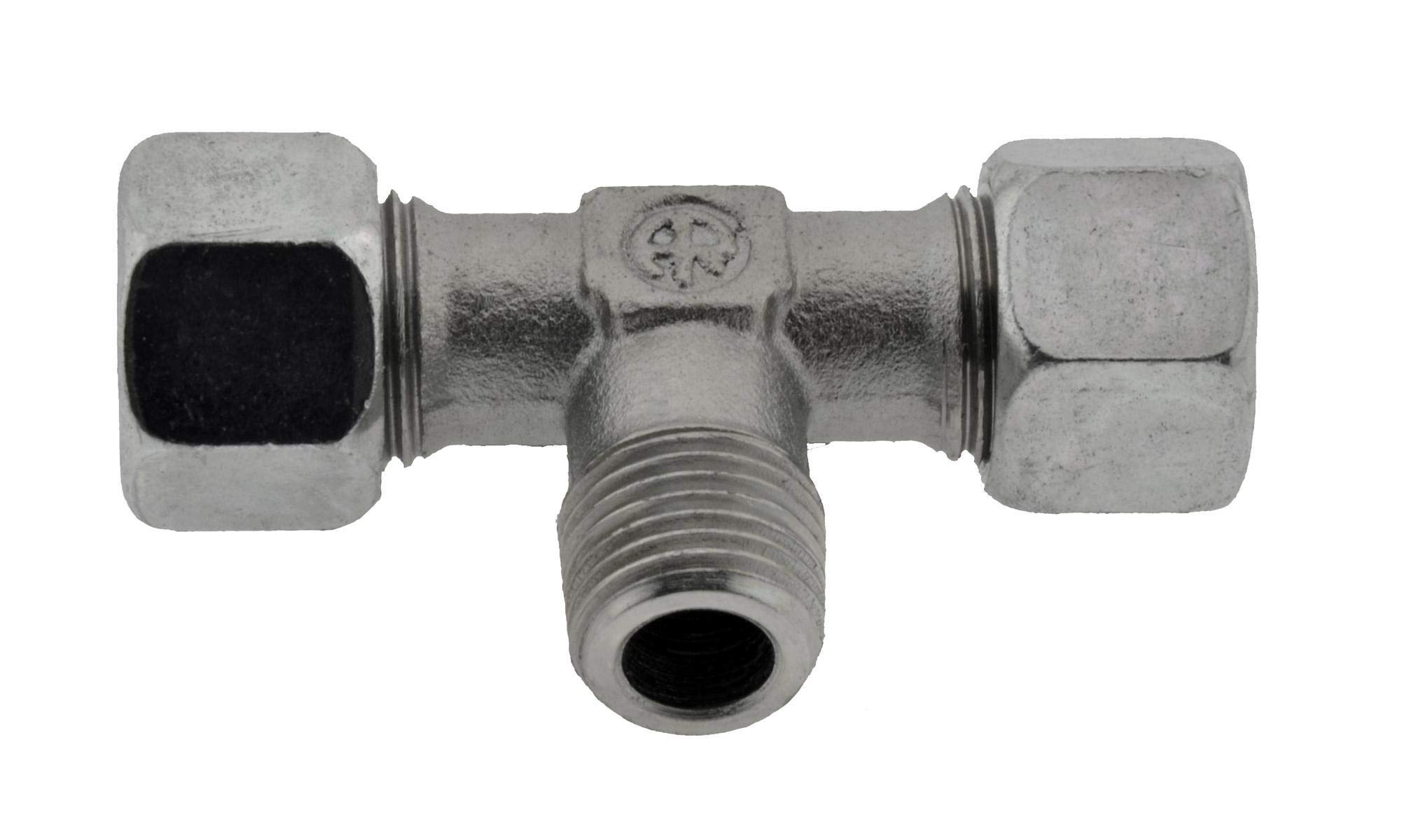 T-Schneidringverschraubung 6 LL-M 10 x 1 (konisch), Edelstahl T Stück Verschraubung sehr leichte Baureihe