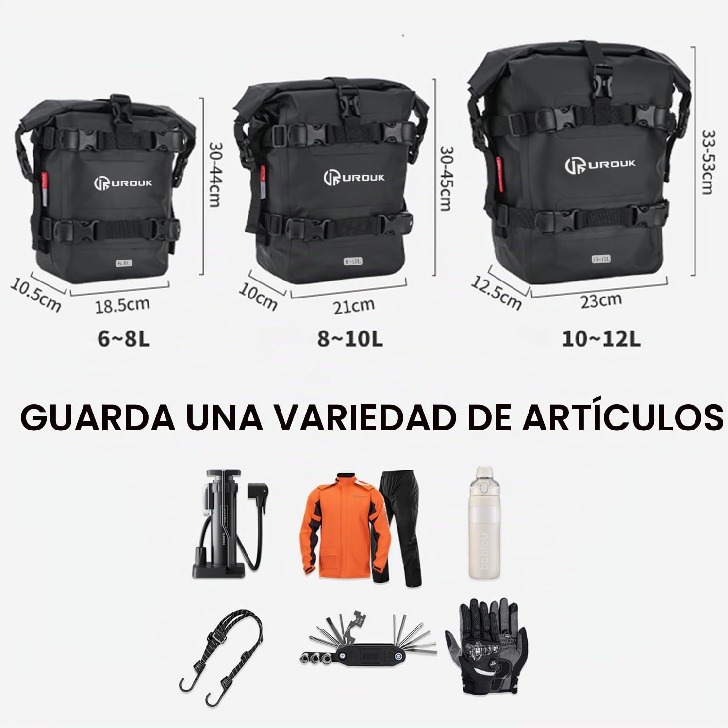 Bolsa Moto Impermeable 8L Bolsa Lateral Parachoques para Moto Bolsa Deposito Motocicleta Bolsa Estanca Deposito