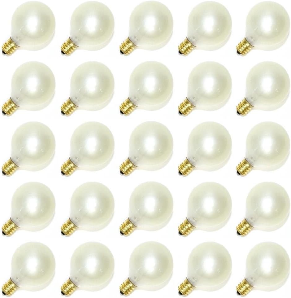 Sival 40122 - G40 Candelabra Screw Base Pearl White (25 pack) Christmas Light Bulbs