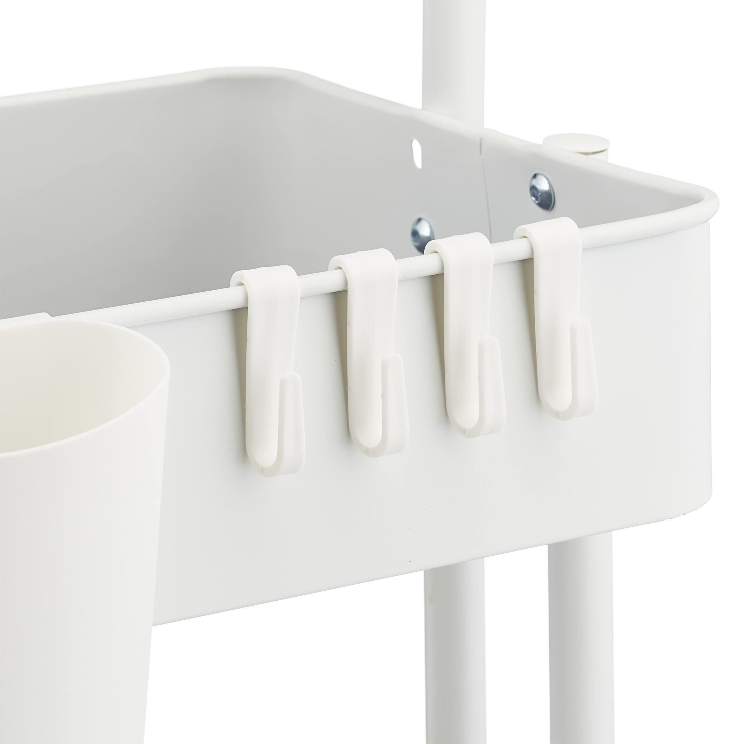Relaxdays Carrito Auxiliar, 3 Niveles, 2 Frenos, Multiusos para Cocina y Oficina, Camarera 86x38x39 cm, Metal, Blanco