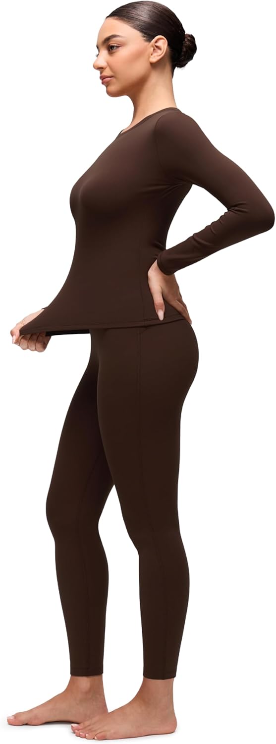 CRZ YOGA Softembrace Fleece Lined Thermal Underwear Set for Women - Soft Casual Base Layer Long Johns Warm Pajamas Top Bottom - Image 3