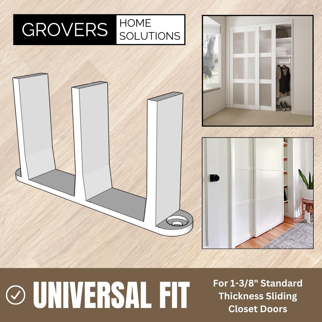 Paquete de 20 soportes de guía de piso para puerta corrediza de armario, ajuste universal para puertas de 1-3/8 pulgadas de ancho (blanco) Grovers Home Solutions