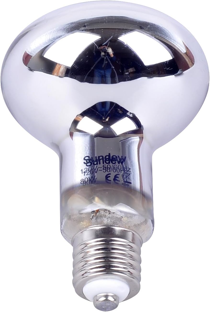 Sundew Mercury Vapor UVB Reptile Lamp 80W, 120V E26 – Coated Glass Soft-Beam UVB (Coated)