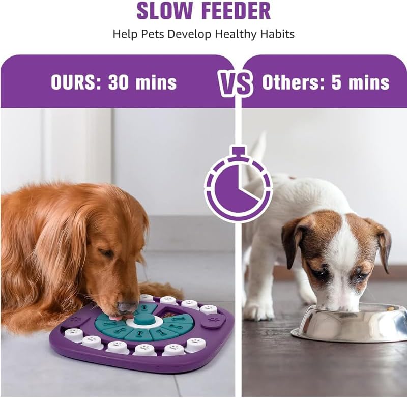 Interactive Treat Dispensing Enrichment Toy with 24 Hidden Compartments, Slow Feeder IQ Training Game for Small, Medium & Large Dogs