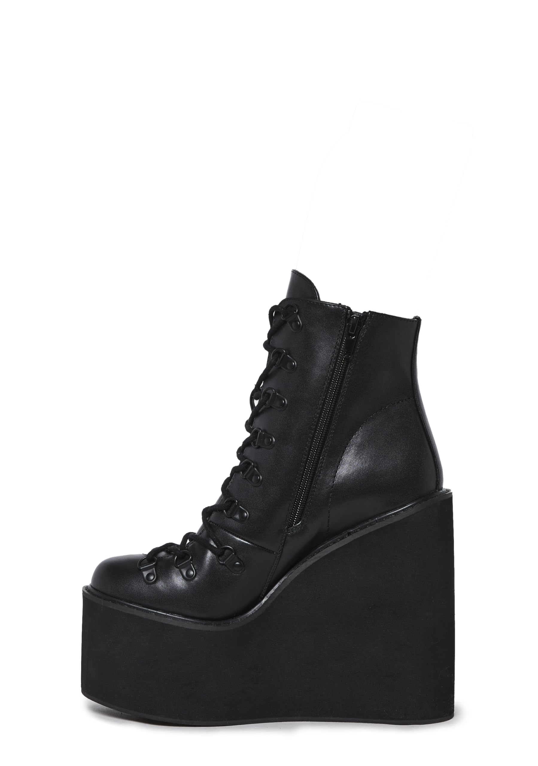 Dolls Kill Exclusive Traitor Platform Boots by Current Mood – Vegan Leather Wedge Boots for Edgy Streetwear Fashion, Black