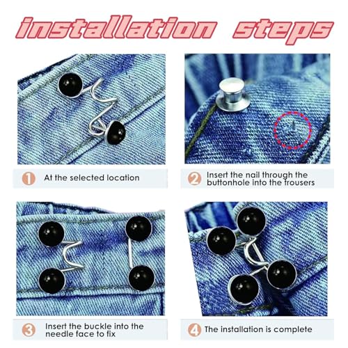 Image of Adjustable Waist Buckle for Loose Jeans Pants Pearl Detachable Instant Button Pins Tightener Fit Skirt Robe Tightening Extender Skirts Jean Teddy Clips