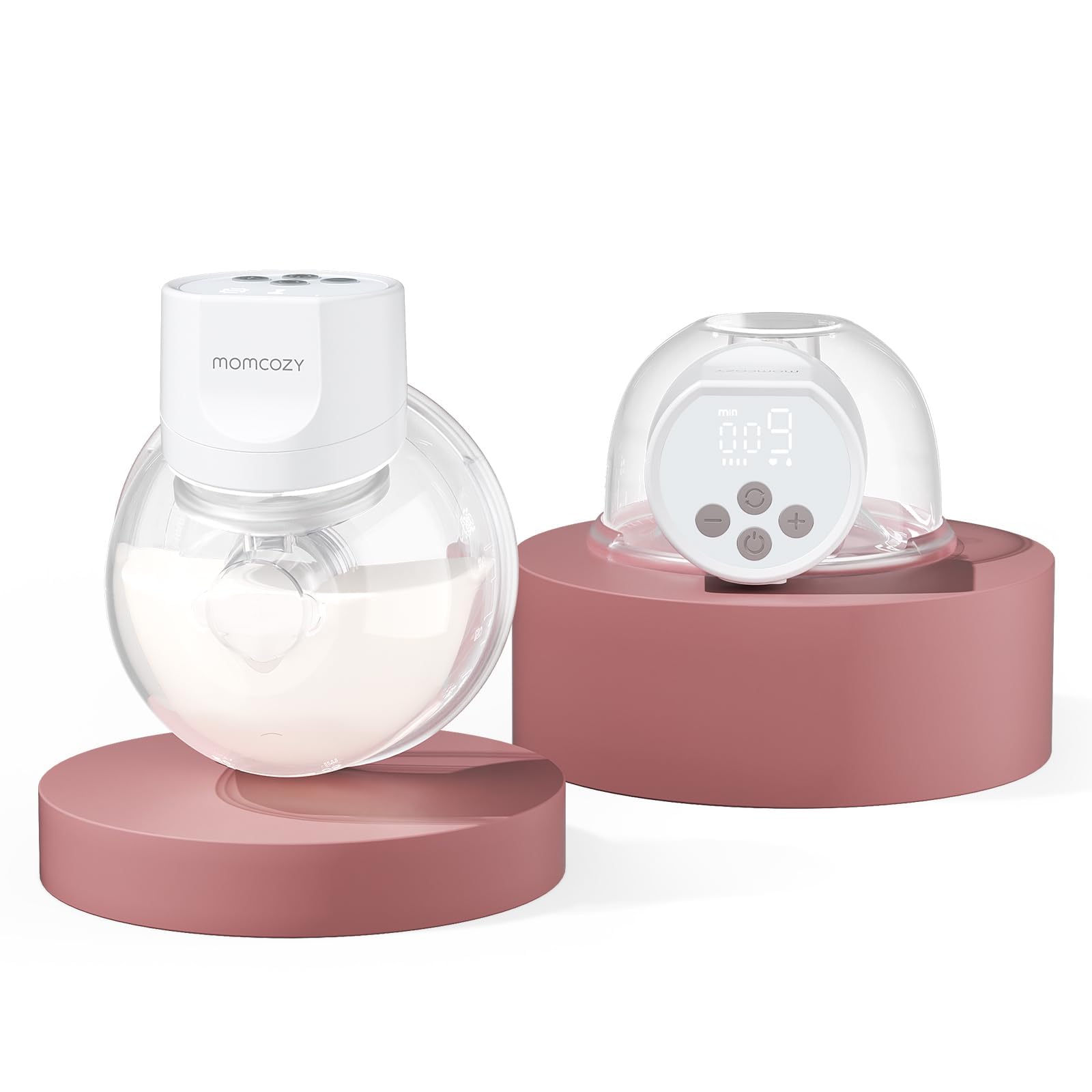 Momcozy Tiralatte a Mani Libere S12 Pro, Tiralatte Indossabile e Portatile con Comoda Flangia a Doppia Tenuta, 3 Modalità | 9 Livelli, Display Intelligente, 24mm, (2, Bianco)