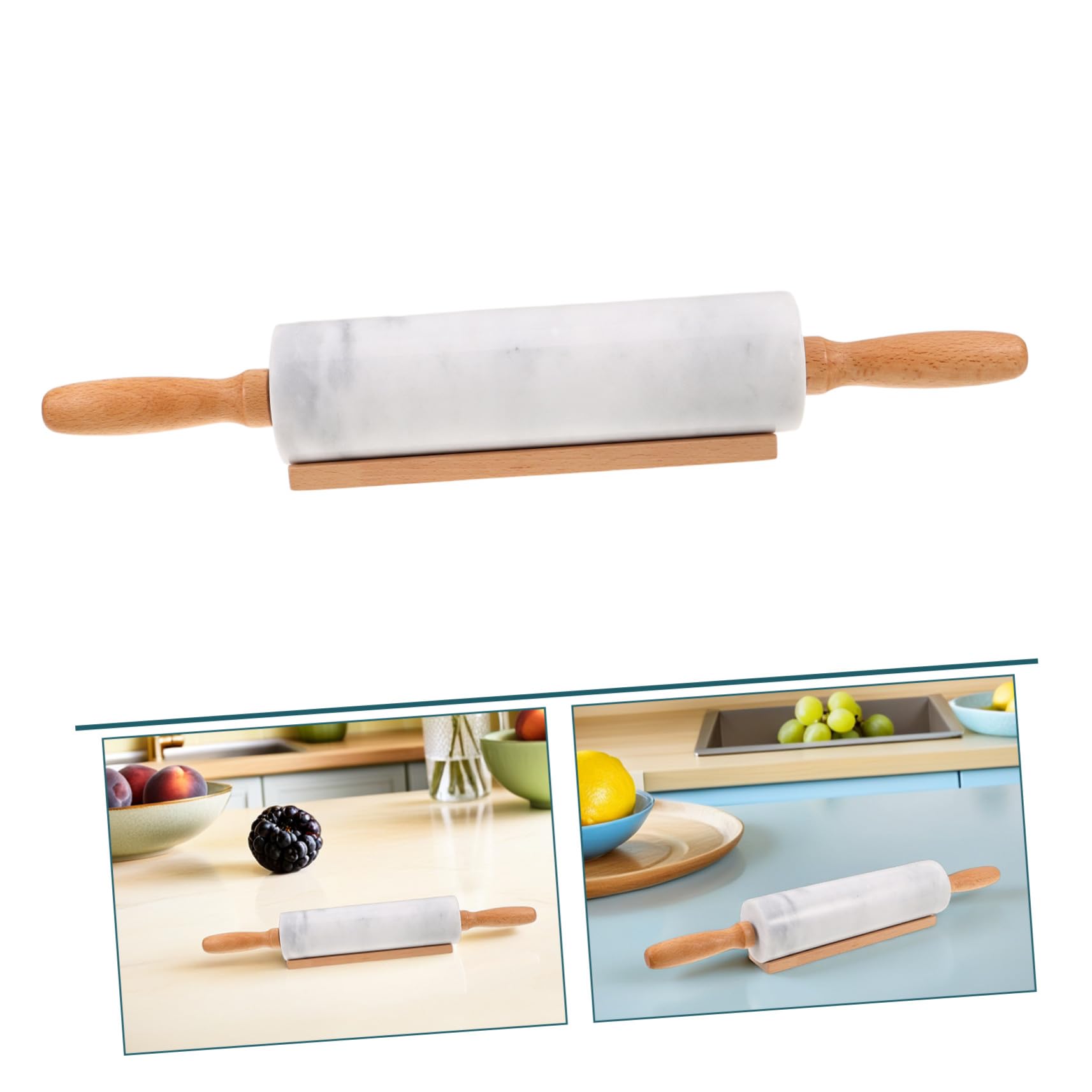 Cabilock 3 Piezas Rodillos de Mármol para Hogar Rodillos de Masa Antiadherentes para Hornear para Galletas Pasta Pizza y Envolturas de Dumplings Herramientas de Cocina Multifuncionales