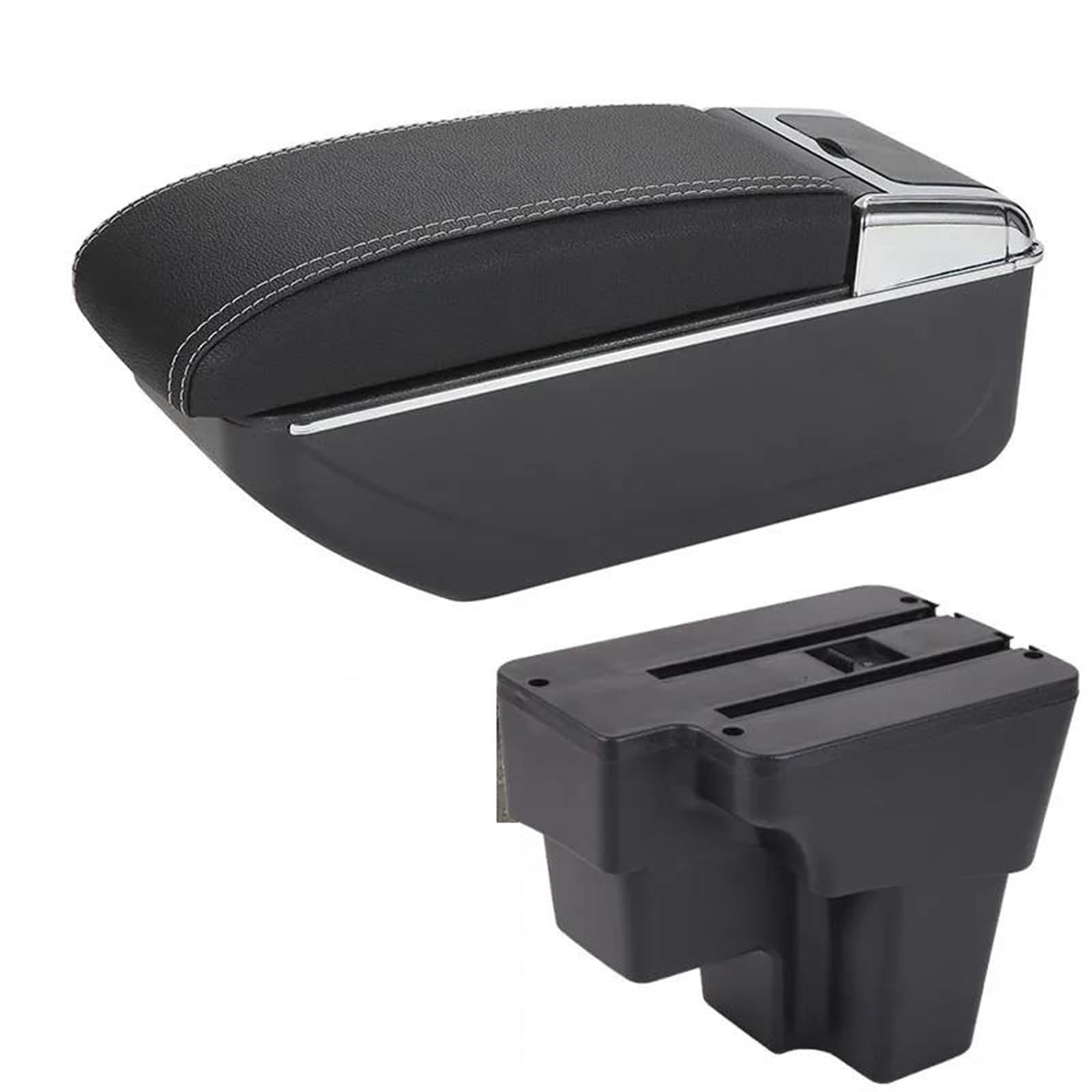 NOHEEU Armrest Box Car Europe South Retrofit Parts Storage For STONIC For Cerato For RIO 2015-2022(D3 Black white NoUSB)