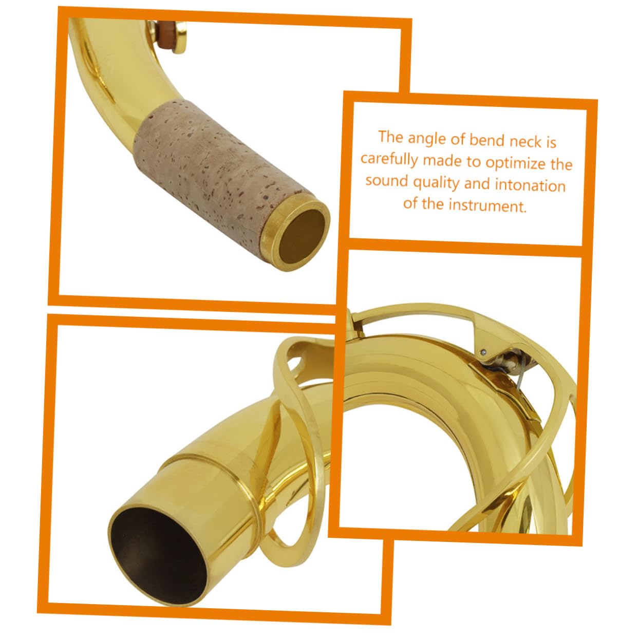 Abaodam Manico Curvo in Ottone Placcato in Argento per Sassofono Tenore Sostituzione del Manico per Sax Parte di Ricambio per Sassofono in Sib