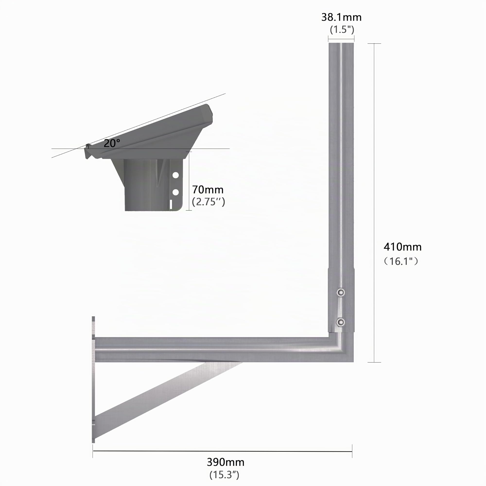 Starlink Support Mural V3 Standard Wall Mount Long Gen 3 Fixation Avec Adaptateur de tuyau Réglable à 360°