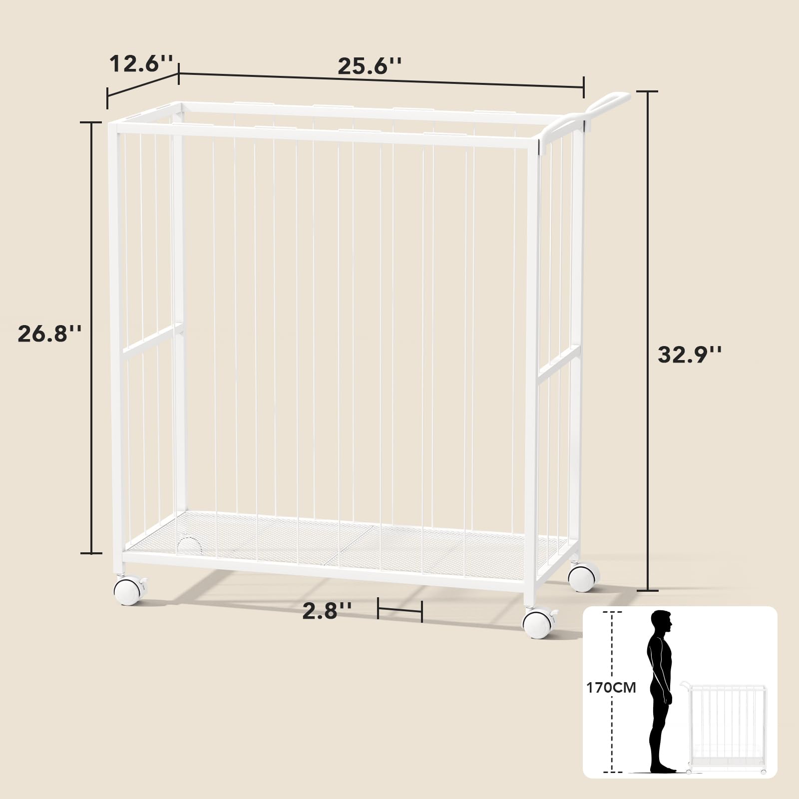 Homsorout Cesta de almacenamiento de bolas, carrito deportivo organizador de metal para garaje y gimnasio