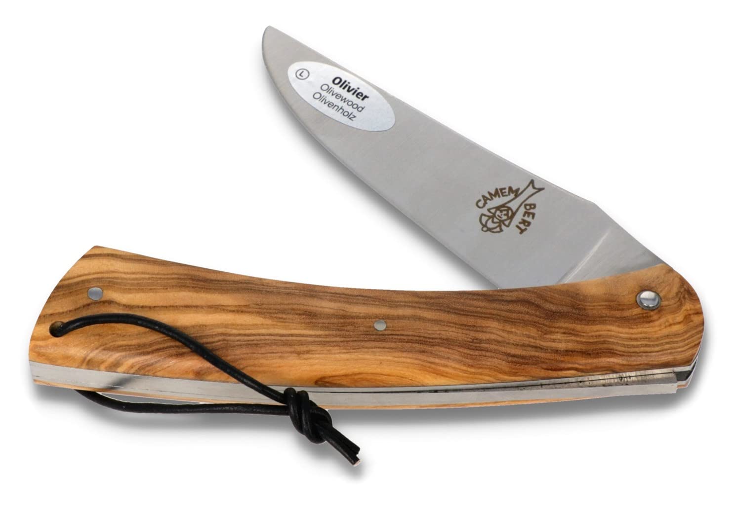 Sauveterre Le Camembert Taschenmesser - 11 cm voller Griff Olivenholz - Klinge satiniert - Messer Frankreich handgefertigt