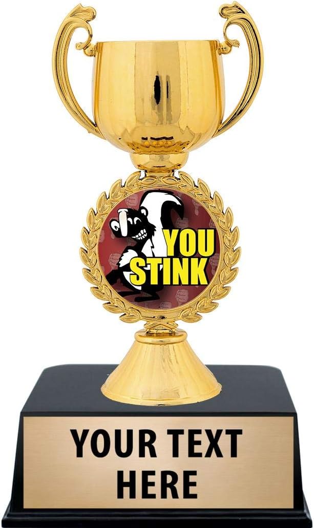 Crown Awards You Stink Trophies with Custom Engraving, 6" Personalized Funny Last Place Loser Trophy On Black Base Prime