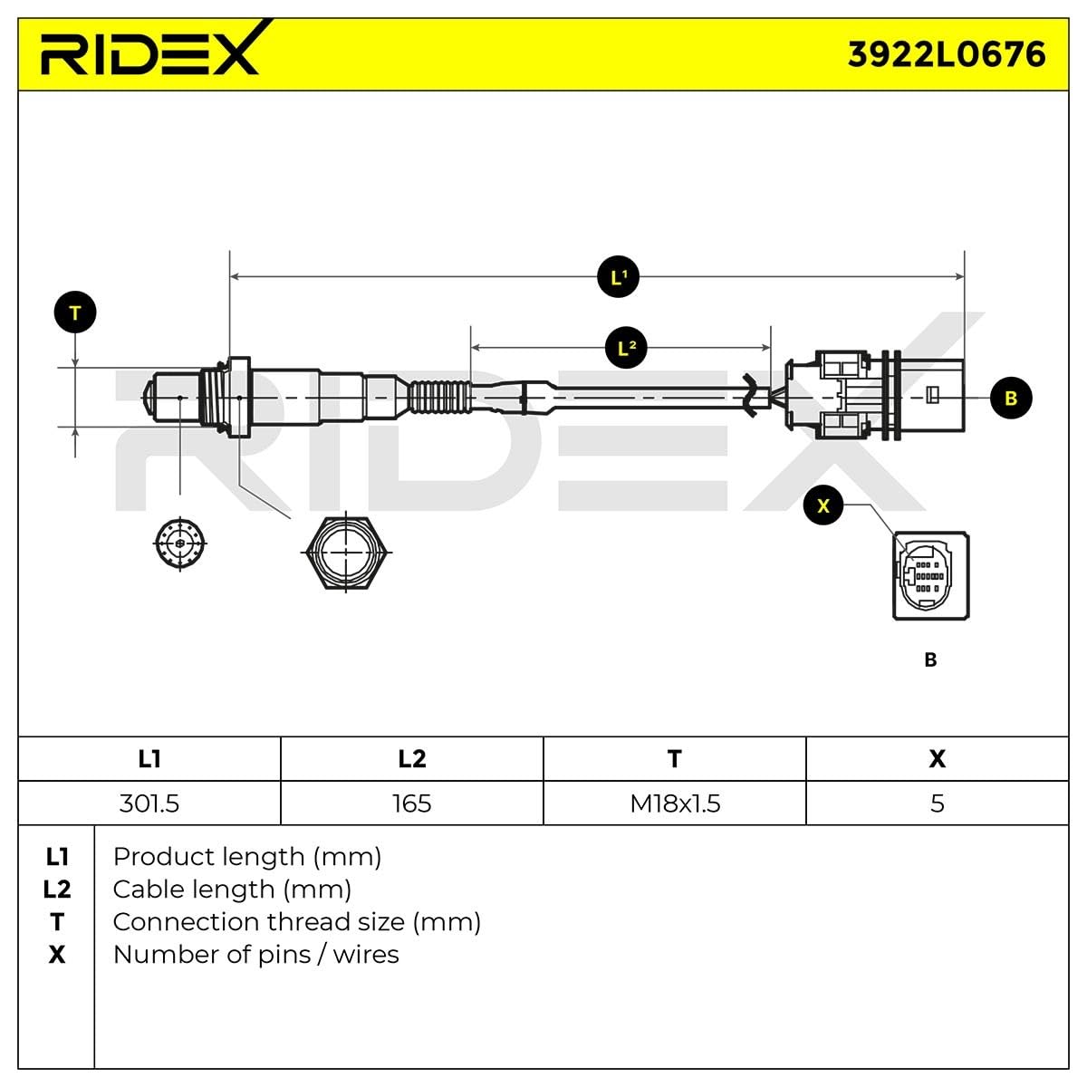 RIDEX 3922L0676 Sonda lambda Compatibilità con ALFA ROMEO GIULIETTA 940