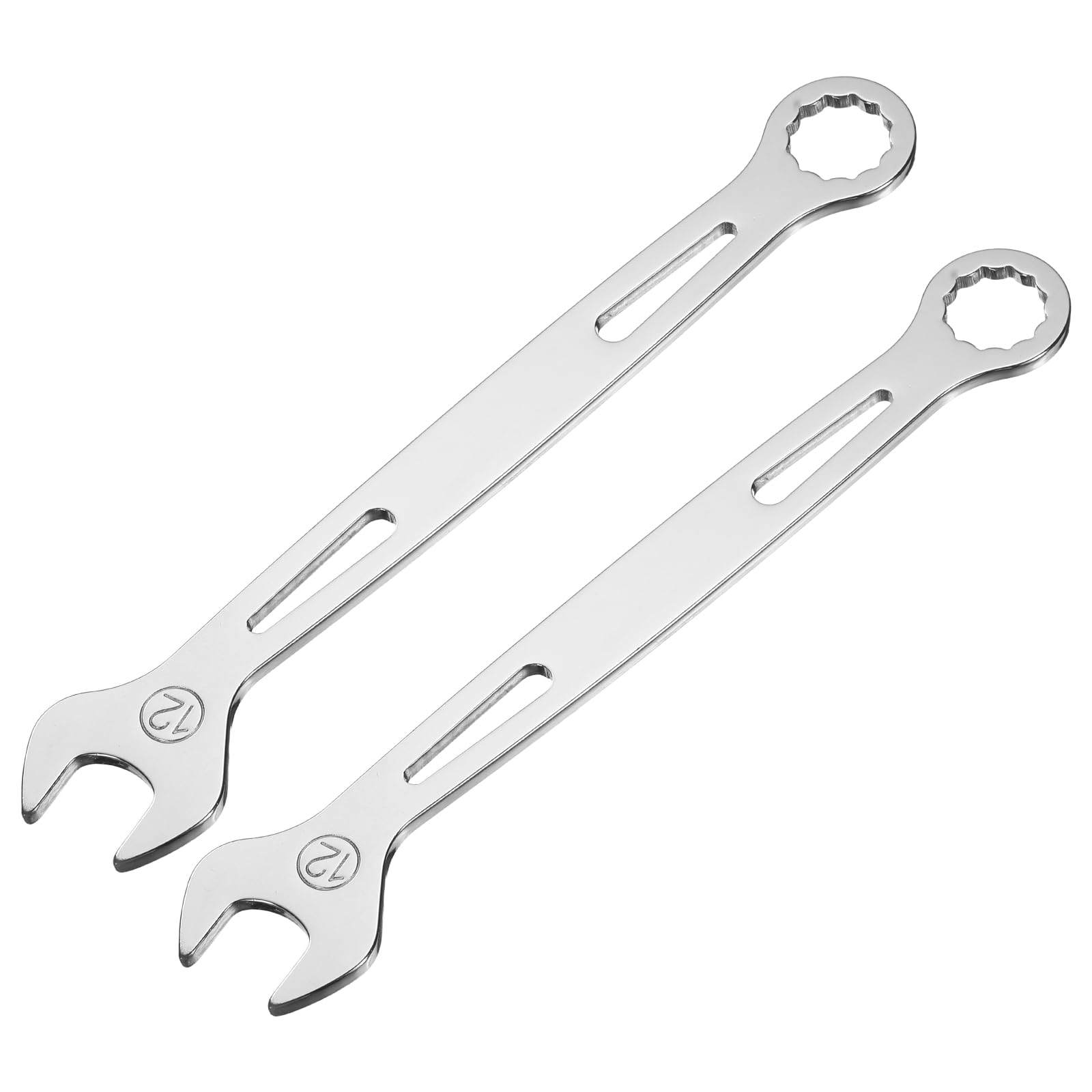 sourcing map 2Pcs Combination Wrench 12mm Metric Super Thin 12-Point Box and Open End Chrome Vanadium Steel Double Ended Spanner Tool for Automotive Furniture Machinery DIY Repair, Silver โ image 1