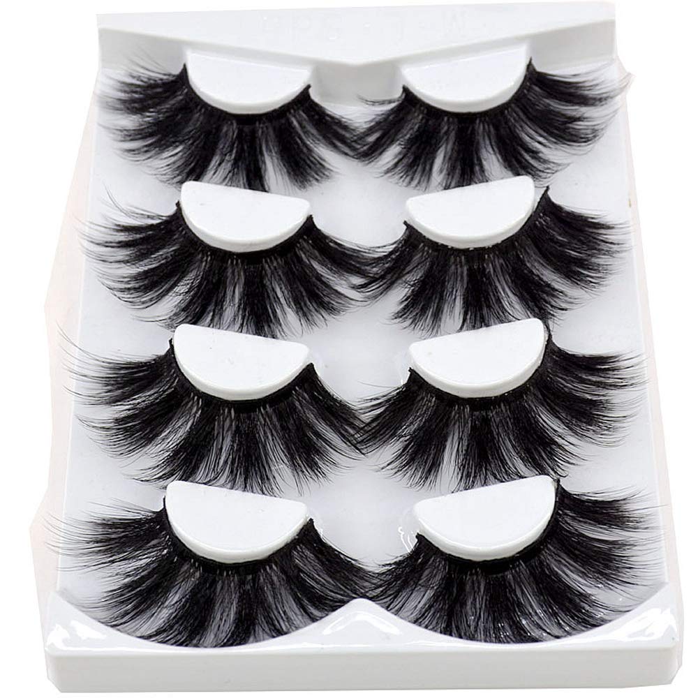 HBZGTLAD NEW 4 Pairs 3D Mink Hair False Eyelashes Criss-cross Wispy Cross Fluffy length 25mm-28mm Lashes Extension Handmade Eye Makeup Tools (40pair)