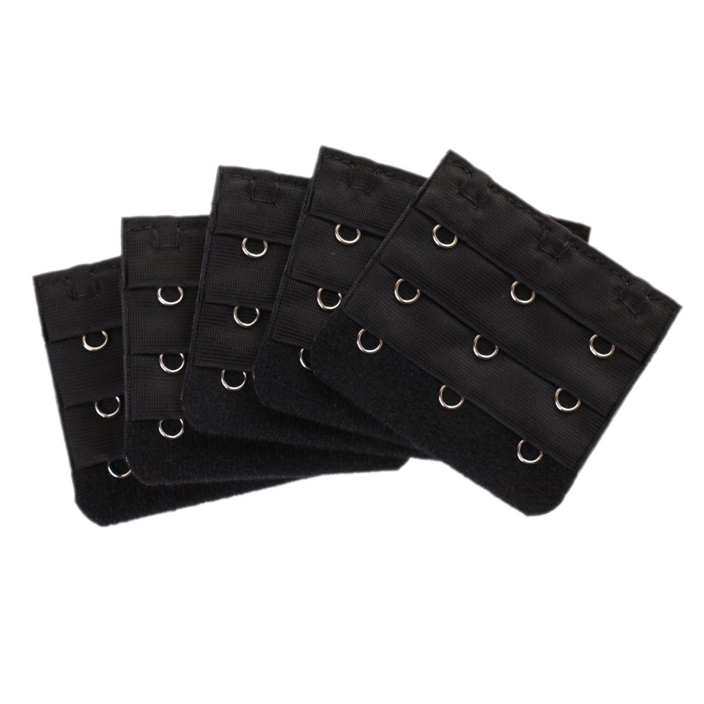 elbme ELBME® 5pcs Elastic Bra Strap Extension Bra Extenders 3x 3 Hook Black-picture-14