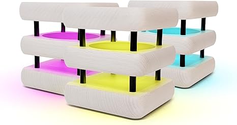 Friendship Lamp® by Filimin Mini Square Mid-Century WiFi Touch Lamp LED Light for Long Distance, Connection, Friend Gifts, Relationship, Unique Lamp, App Setup, 200+ Colors - White/Black Set of 3