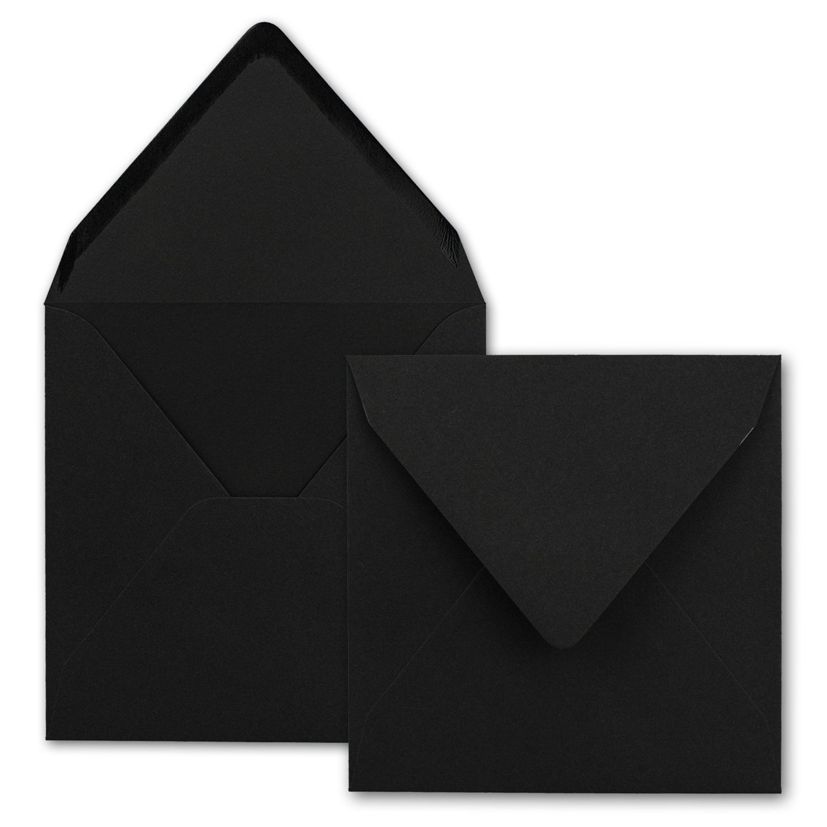 150x Quadratische Briefumschläge in Schwarz - 15,5 x 15,5 cm - ohne Fenster, mit Nassklebung - 110 g/m² - Für Einladungskarten zu Hochzeit, Geburtstag und mehr - Serie FarbenFroh