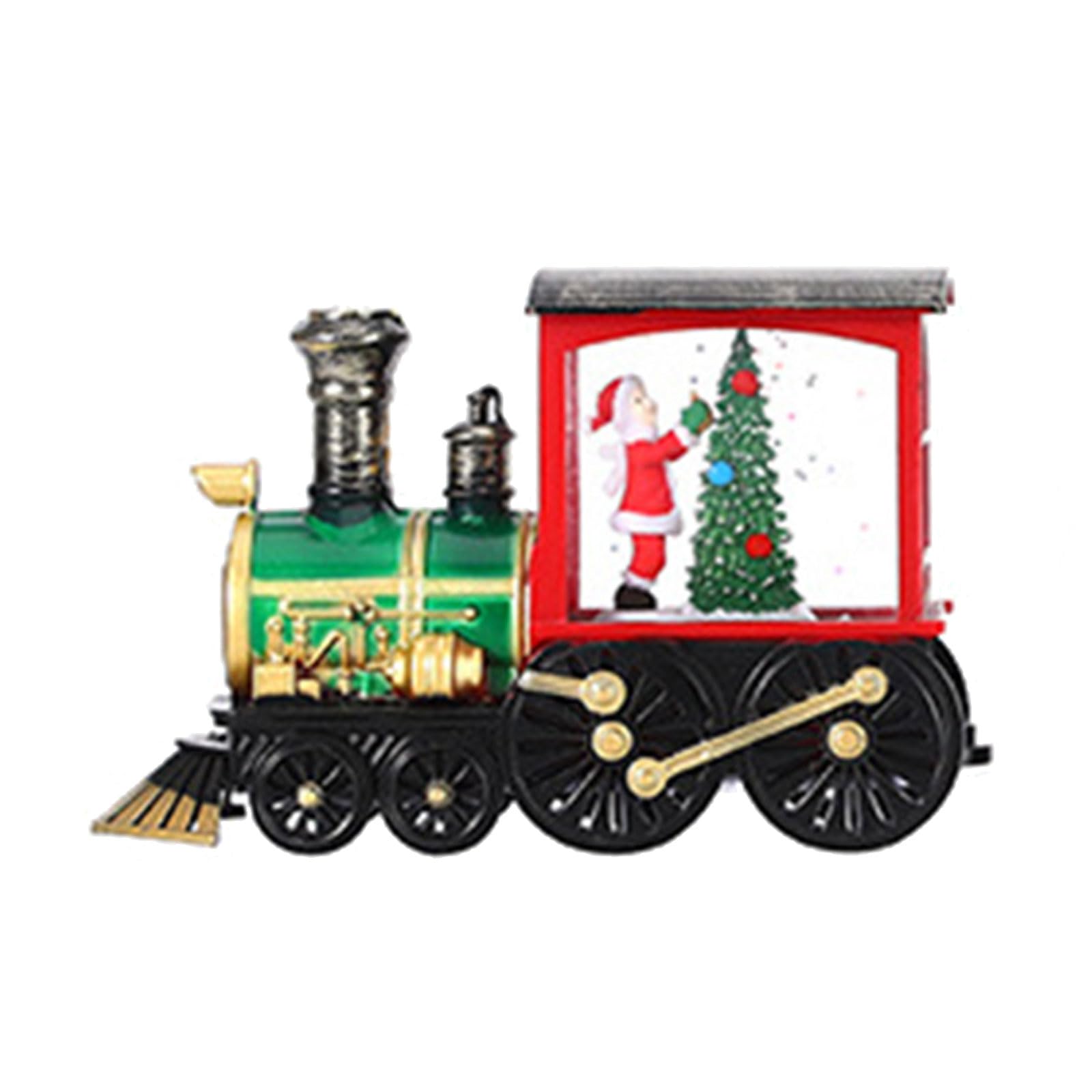 Xinsheinelry Illuminated Train for Christmas Celebration Holiday Lighted Miniature Train Home Ornament with Santa Water Nightlight Santa Water Night Light