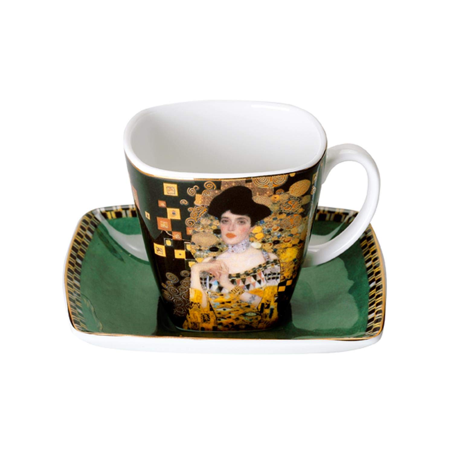 CREAFLOR HOME 2er Set Gustav Klimt Espressotassen Der Kuss Adele Bloch-Bauer Goebel Porzellan