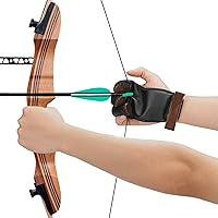 Vista 6 de KESHES Guante de tiro con arco – Lengüeta de tres dedos con protector de dedo de cuero duradero para arcos recurvos y largos – Protector cómodo
