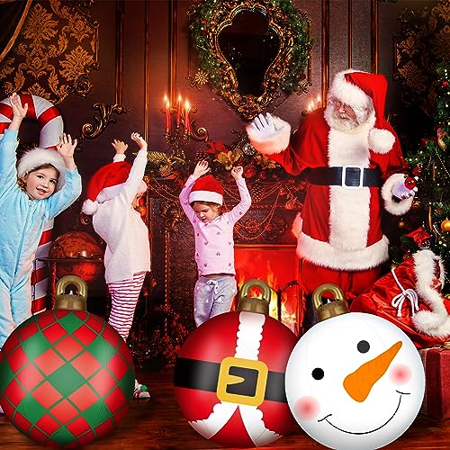 Jetec 3 Pcs 32 Inch Giant Inflatable Christmas Ball PVC