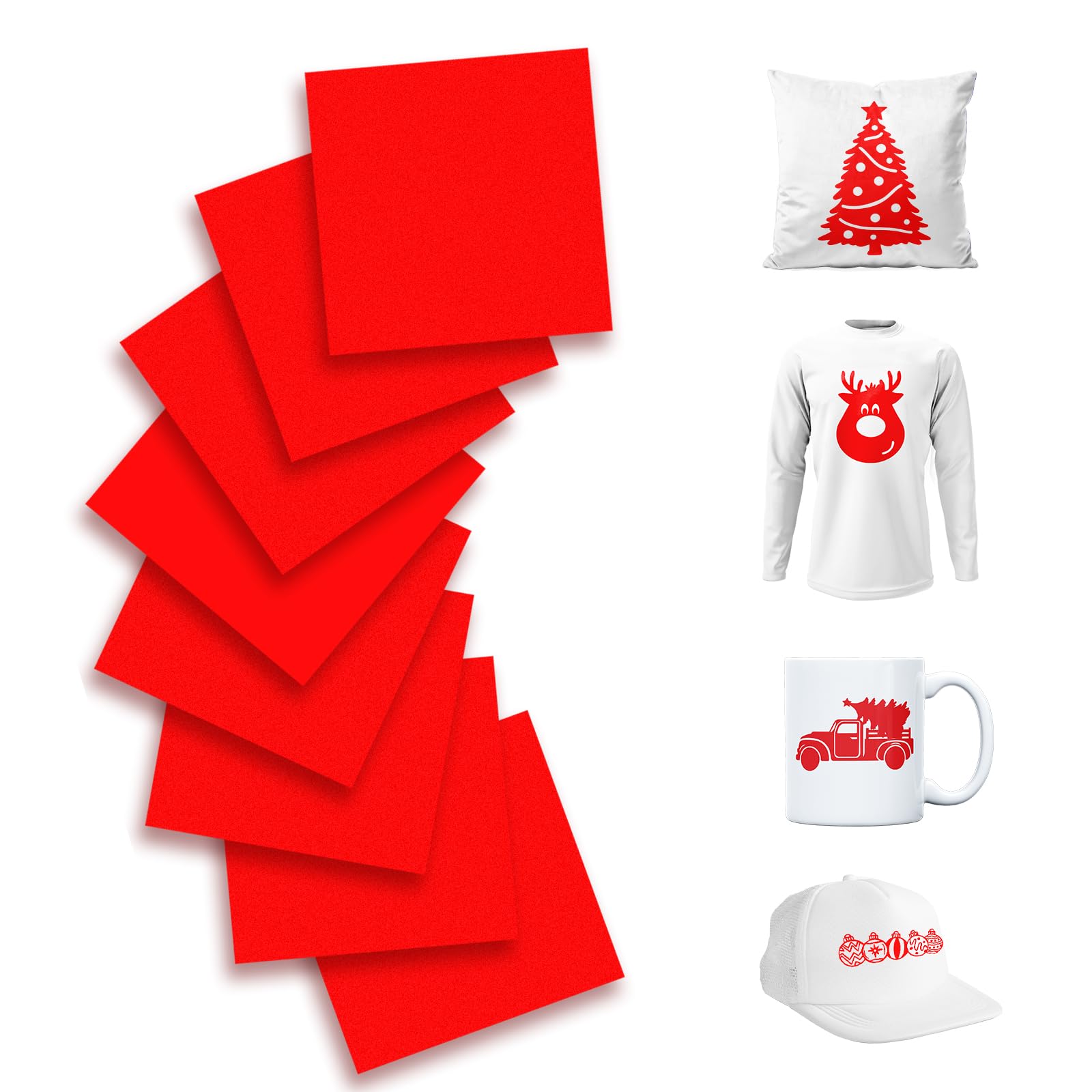 KASYU Sublimation Transfer Ink Sheets for Cricut Mug Press, 8PCS Transfer Paper for Sublimation, 12x11.8Inch Solid Red Pre-Printed Sublimation Paper