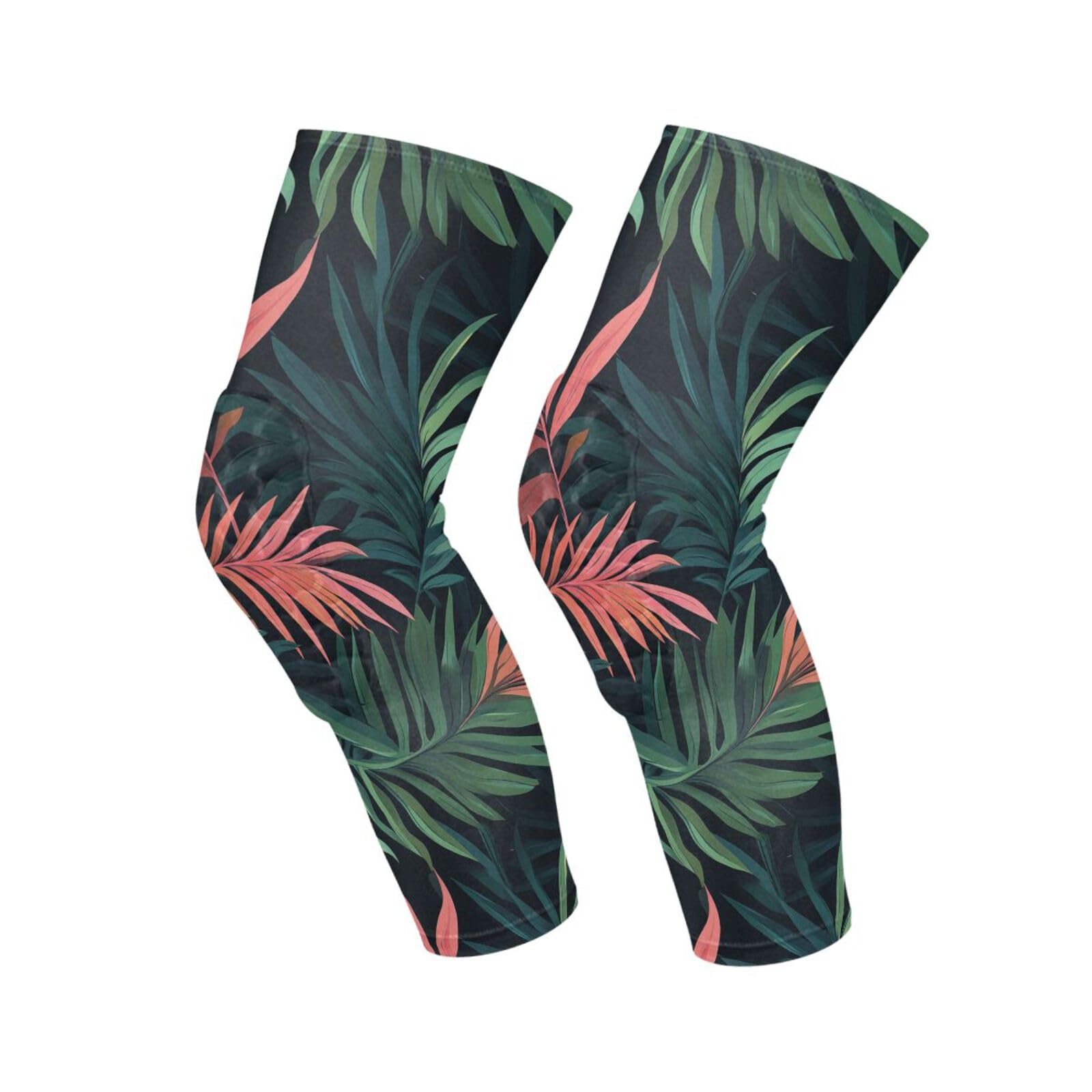 JUNZAN Tropical Palm Trees Basketball Knee Pads for Youth Kids Wrestling Knee Pads with Sleeves Sport Kneepads for Volleyball Football